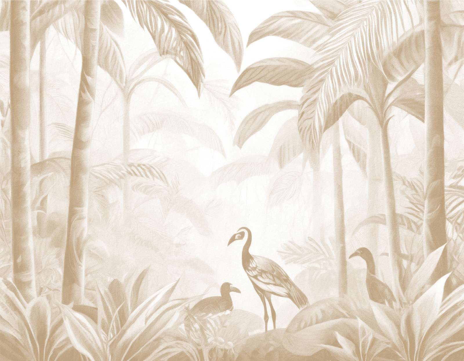 Hidden Jungle with Ibis, taupe