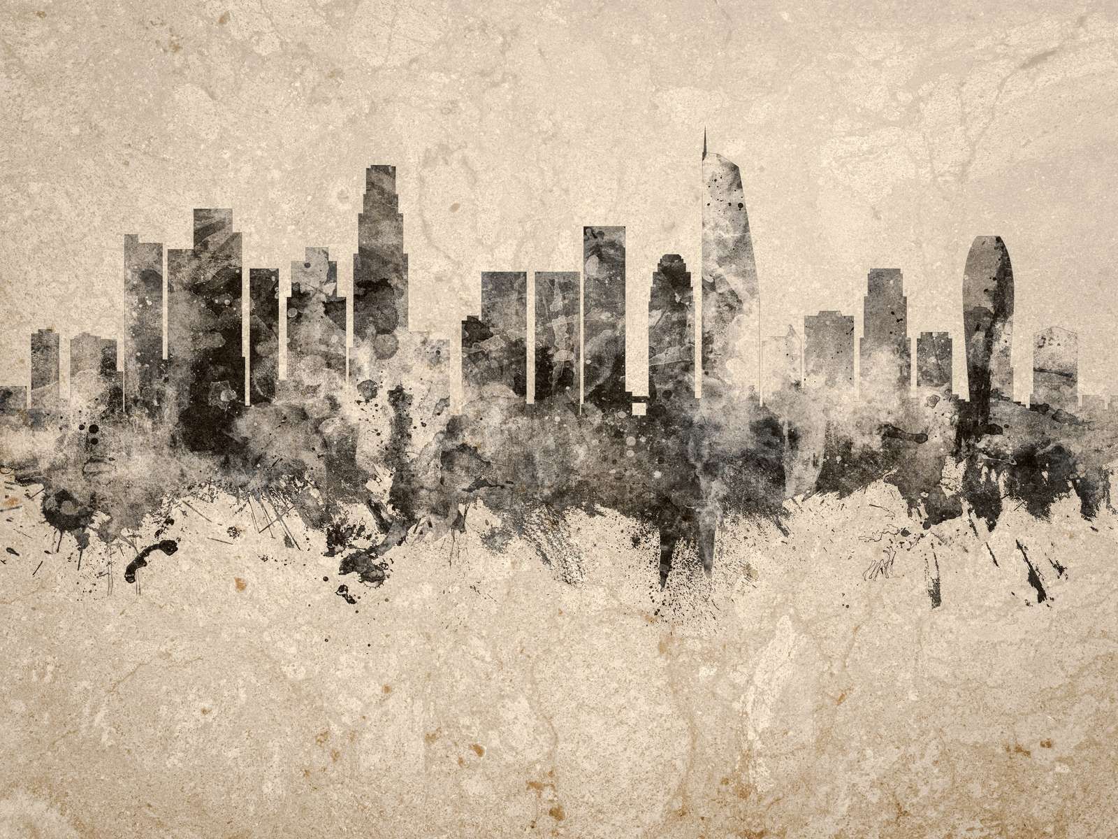 Watercolor skyline, Los Angeles