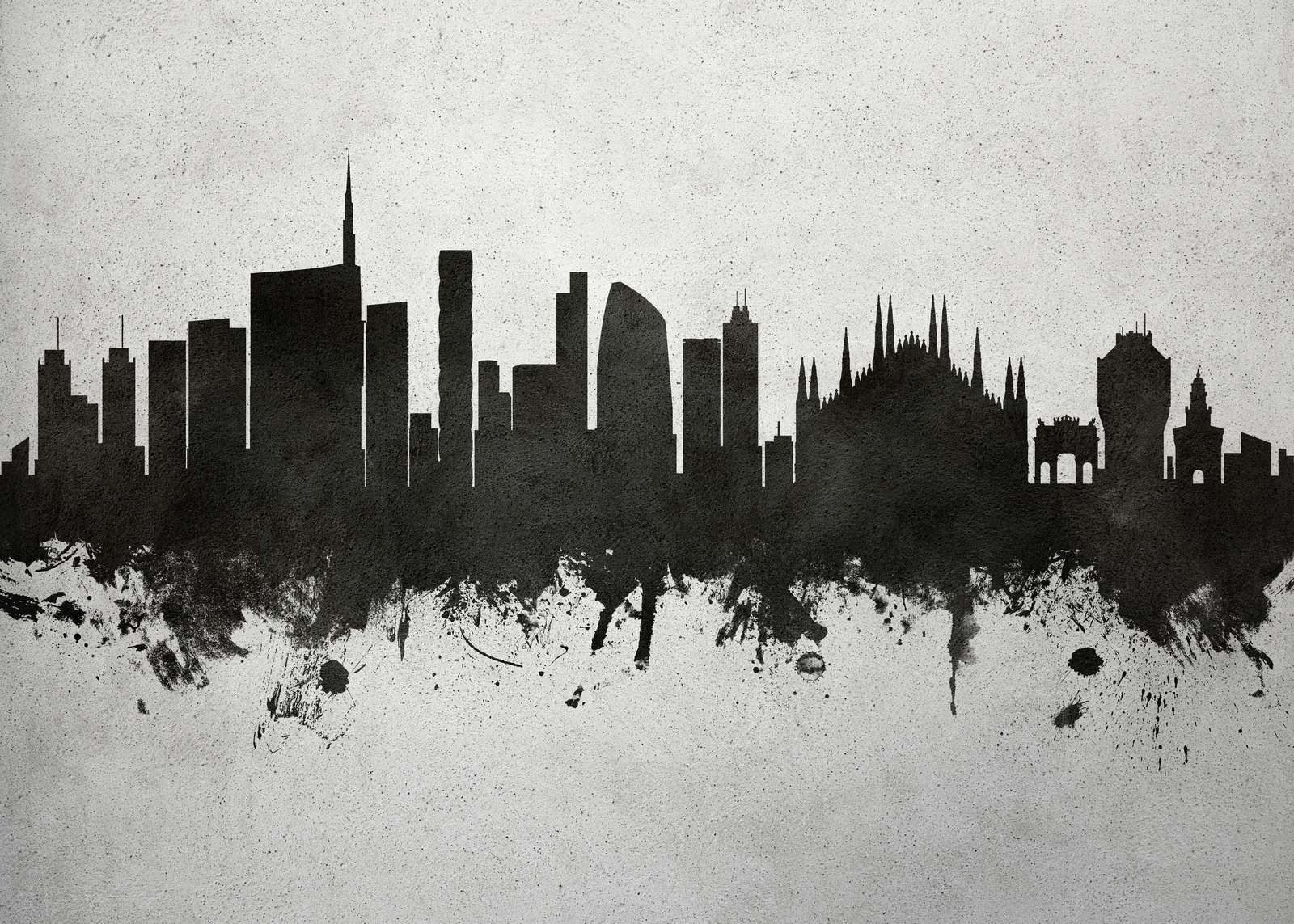 Watercolor skyline, Milan