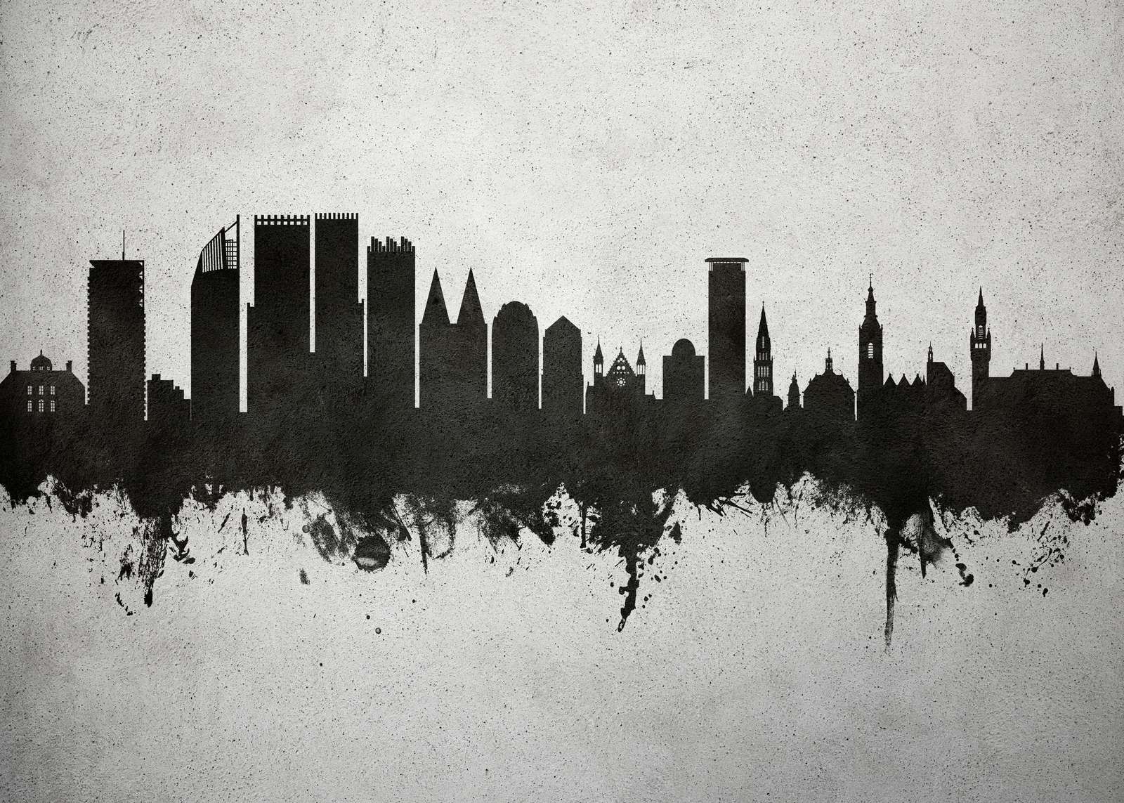 Watercolor skyline, The Hague