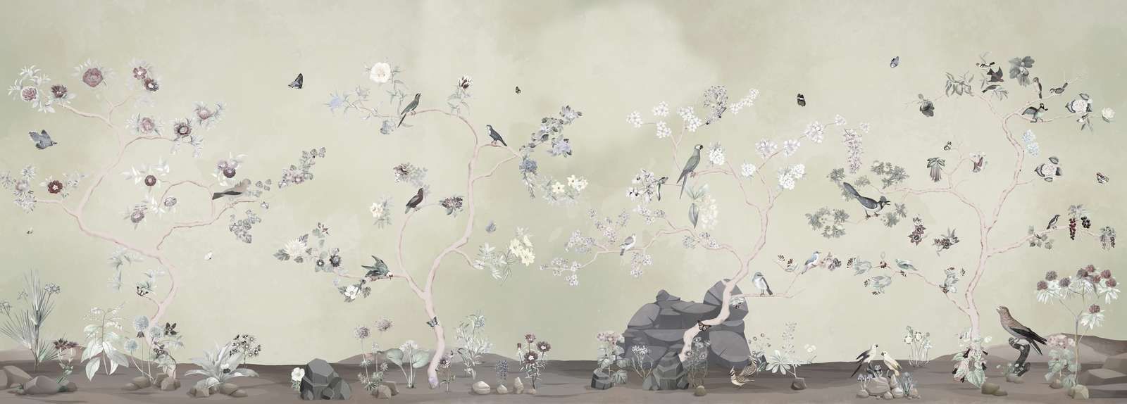 Birds in Garden Panorama 11