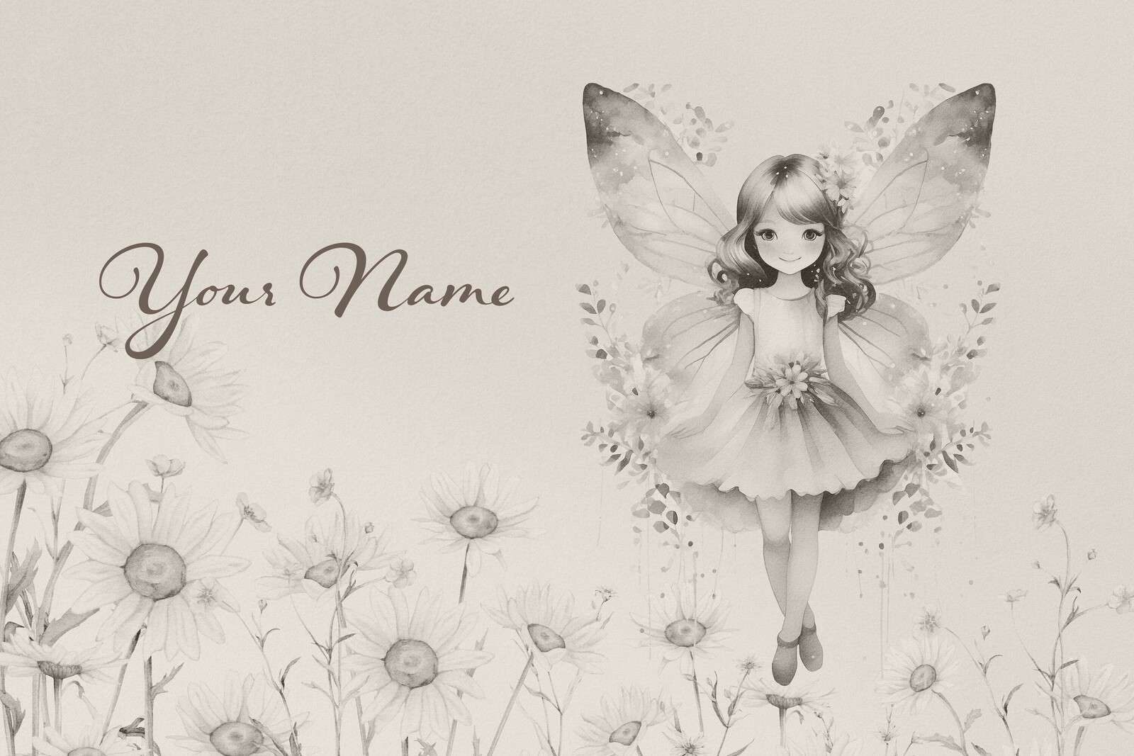 Elf in soft daisy field