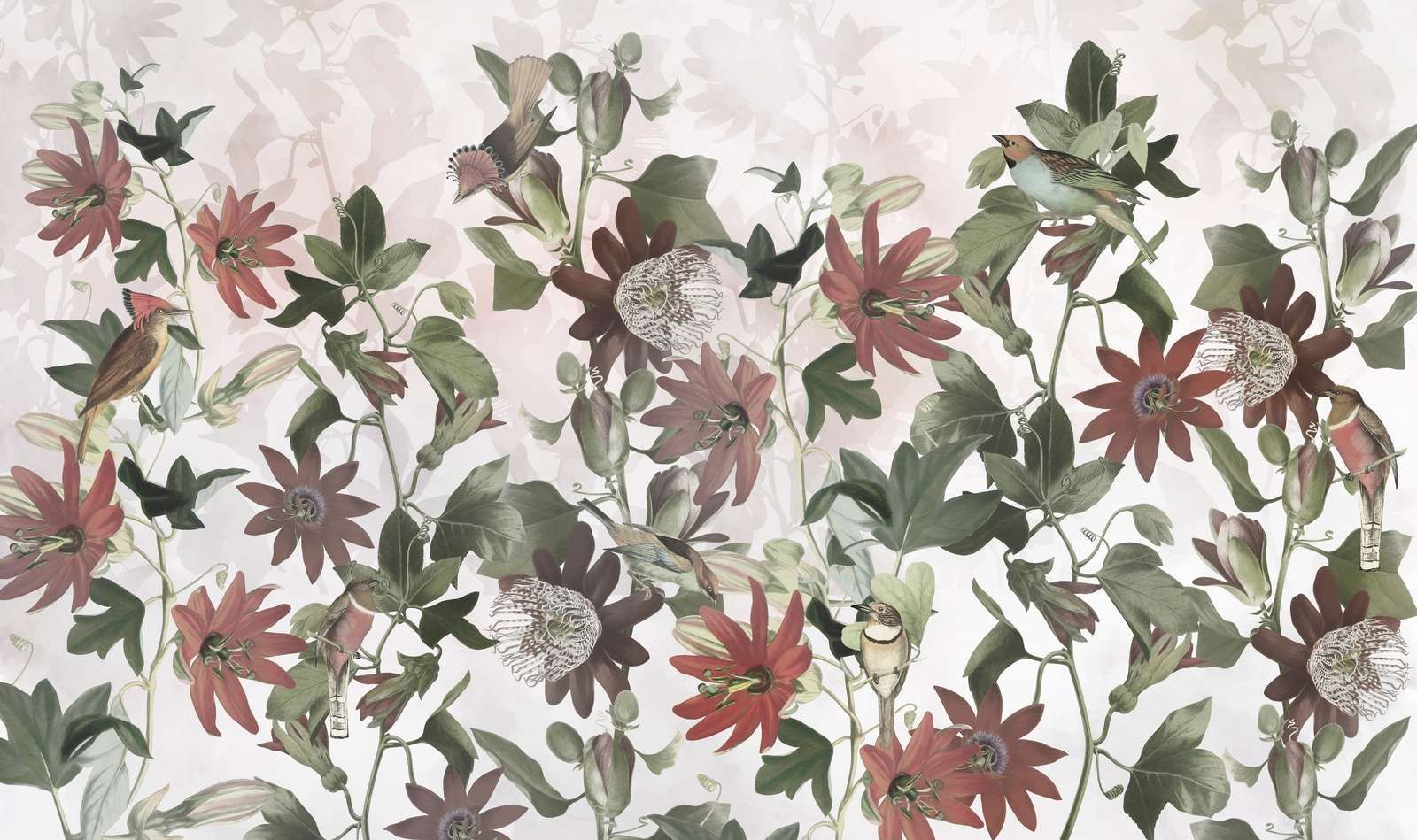 Seven Birds in Enchanted Foliage - Blush Garden