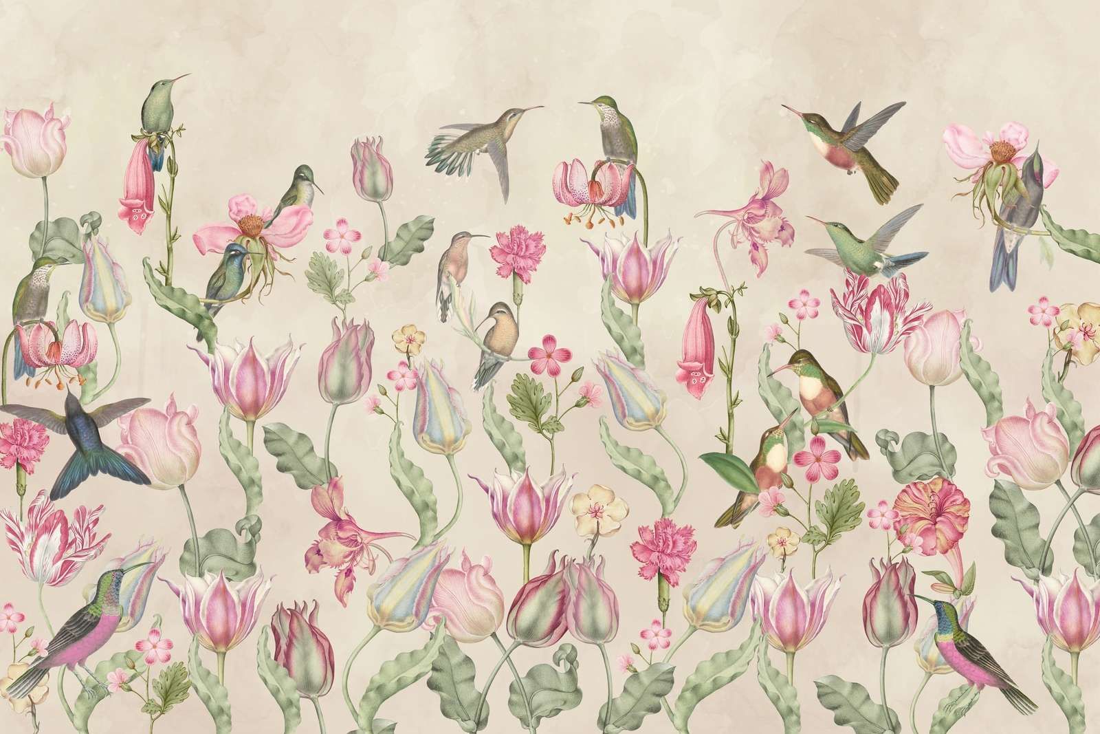 Spring Hummingbird Symphony - Blush Cream Elegance Spring Hummingbird Symphony - Blush Cream Elegance