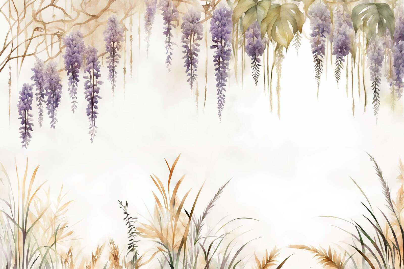 Wisteria and Field Grasses Blue