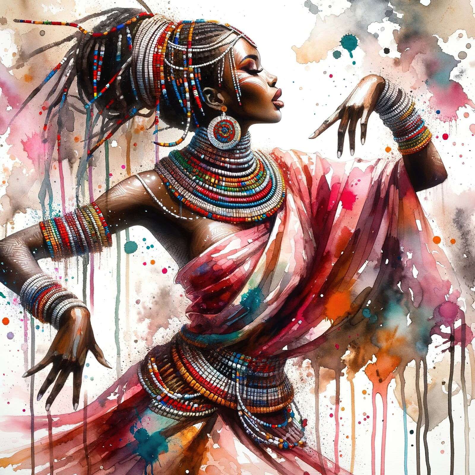 Watercolour African Dancer