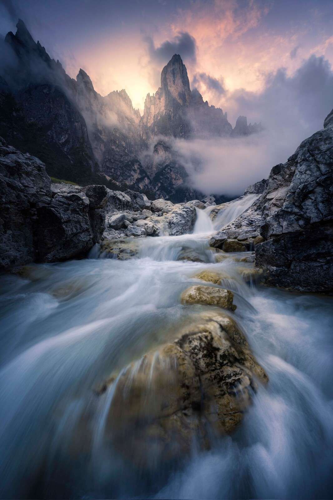 Bergstream in the Twilight