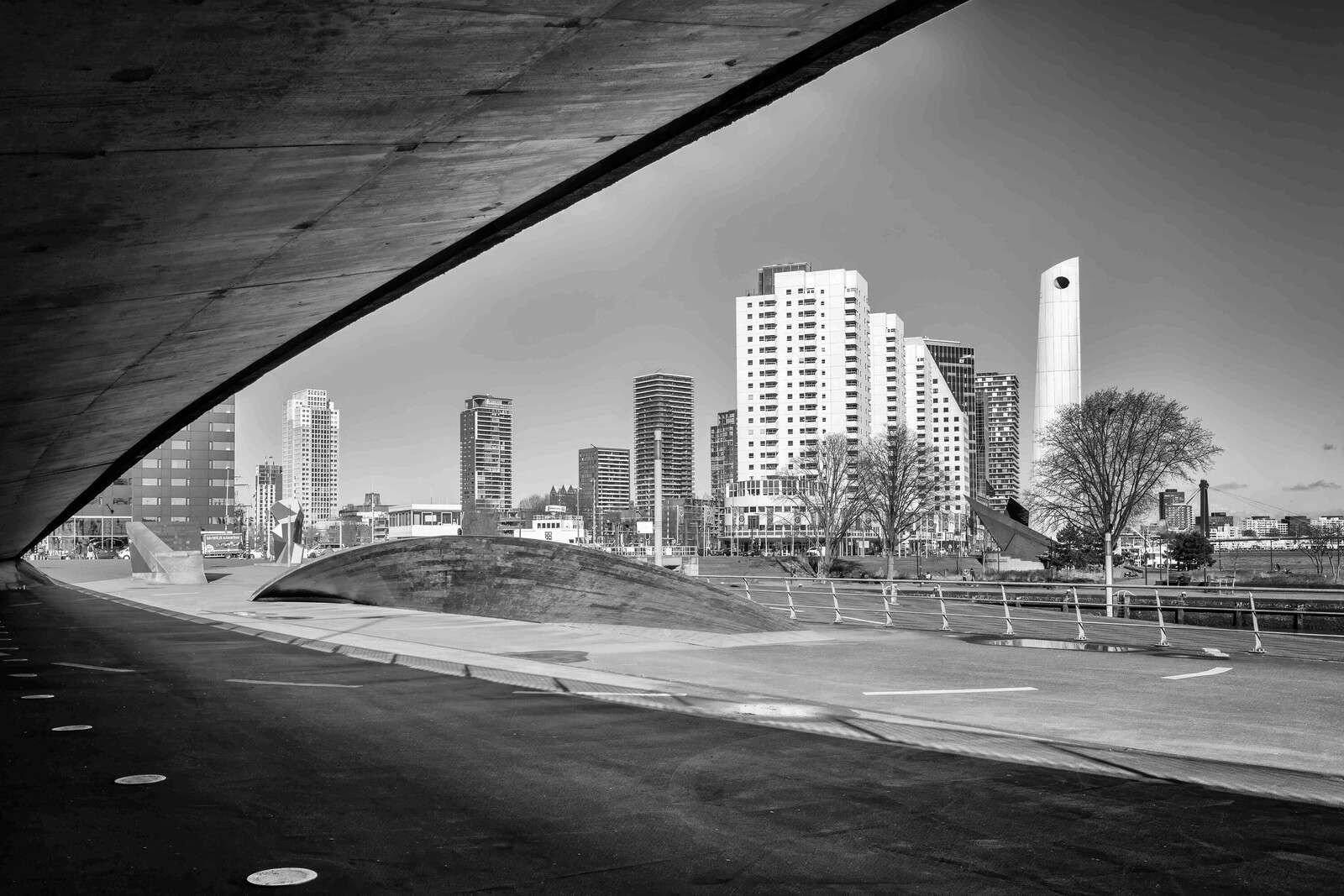 Rotterdam Skyline under the Bridge