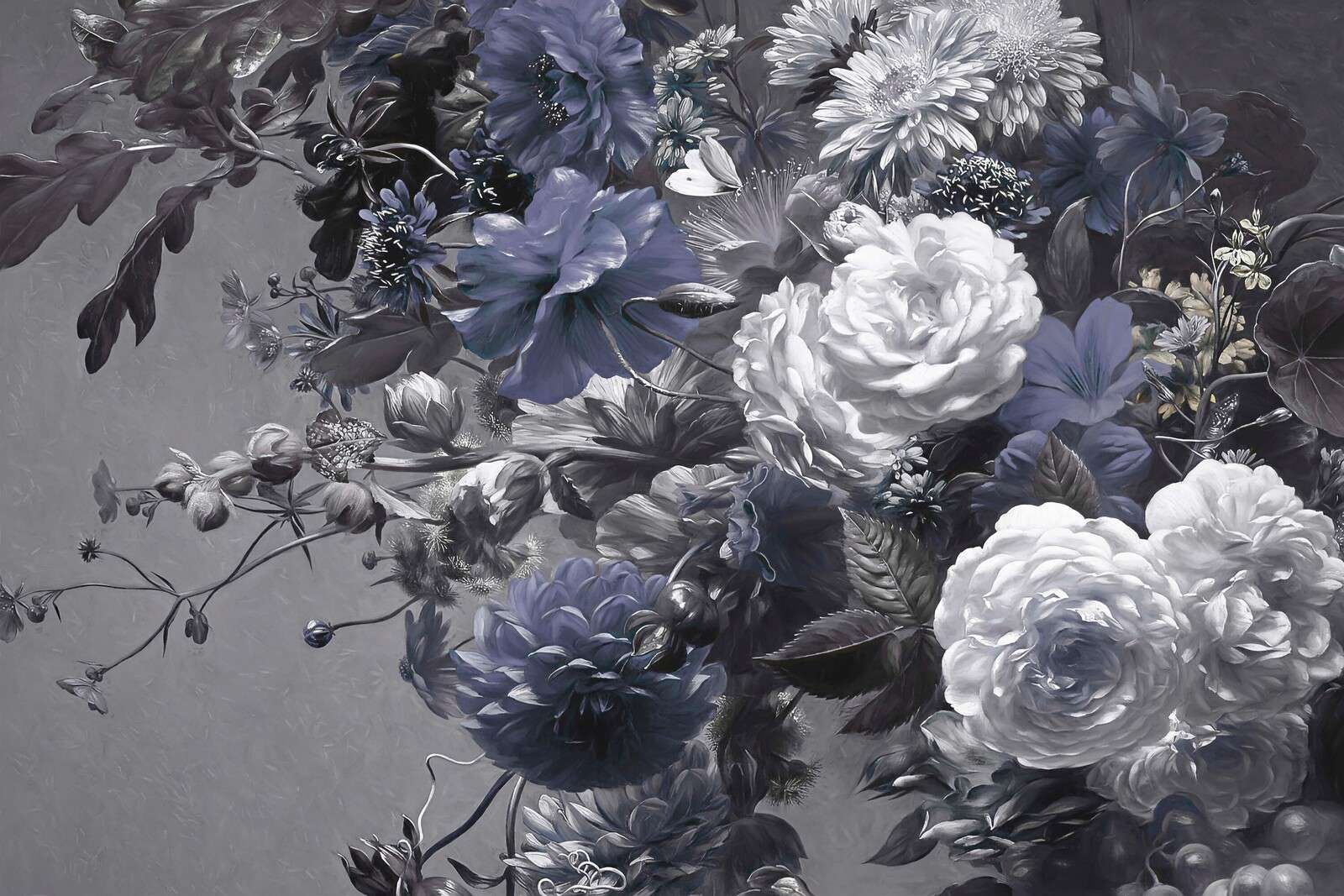 Big bouquet with blue poppies