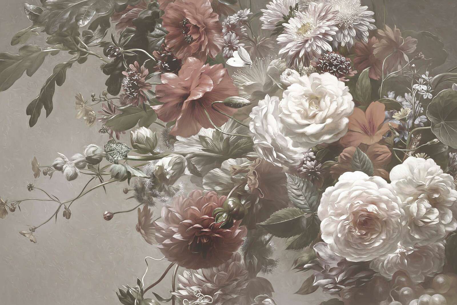 Big bouquet with poppies cream