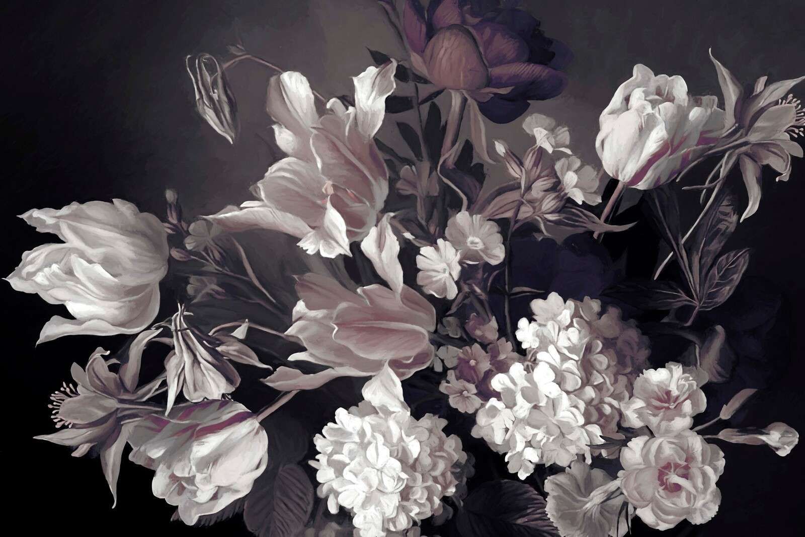 Bouquet with purple tulips