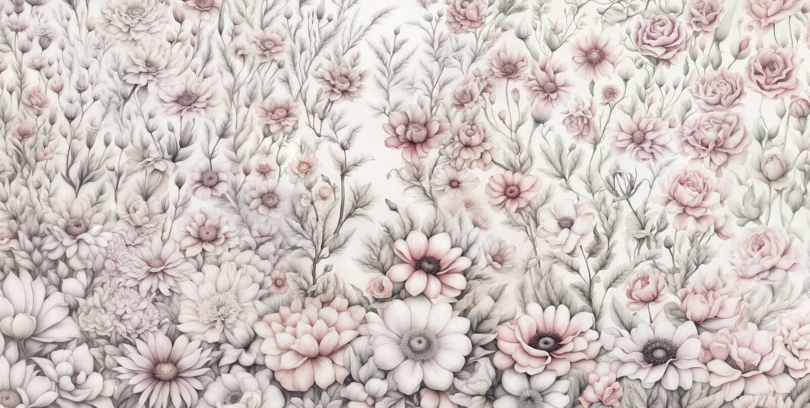 Floral romantic wall - pink