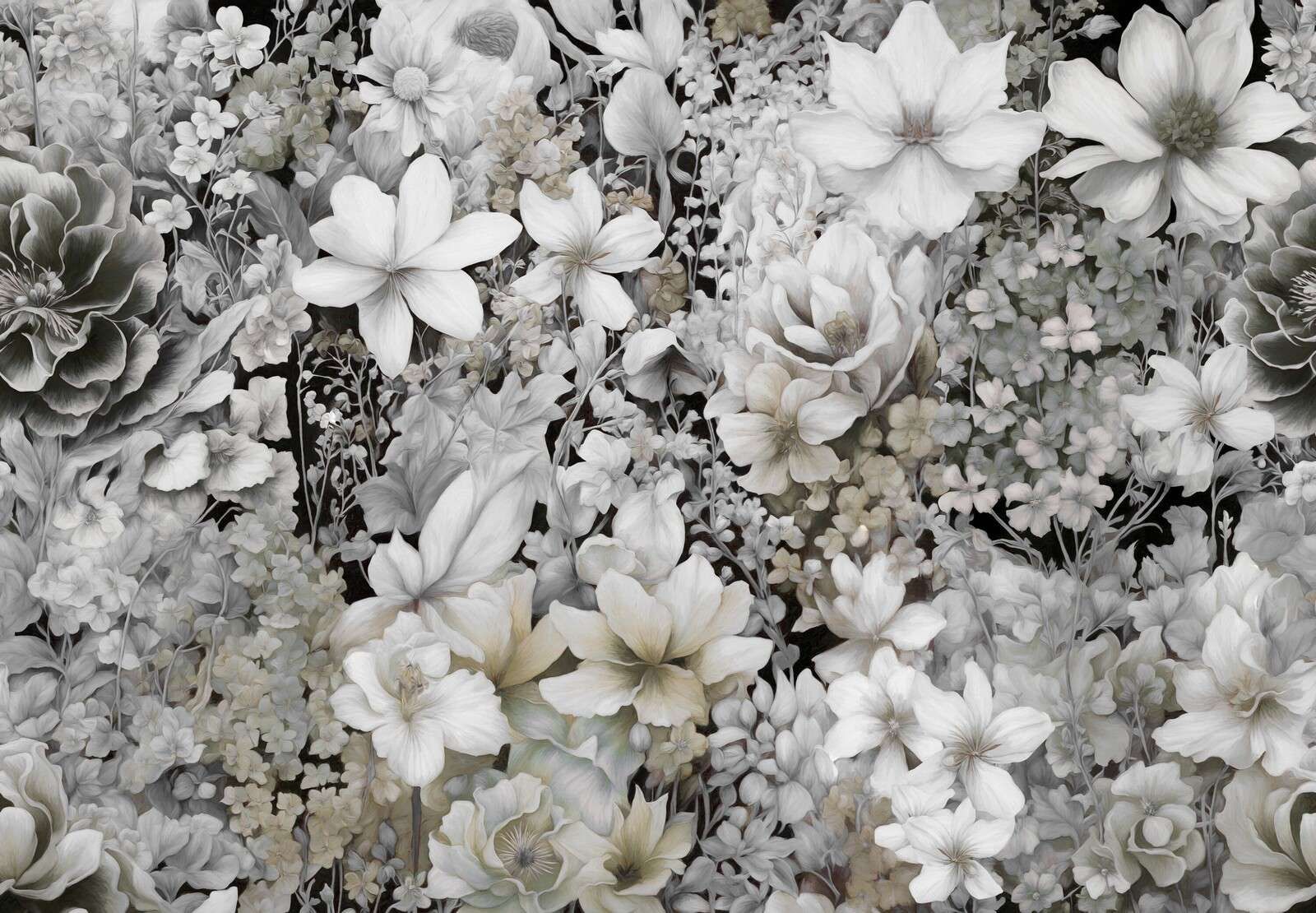 Flower festival seamless - grey