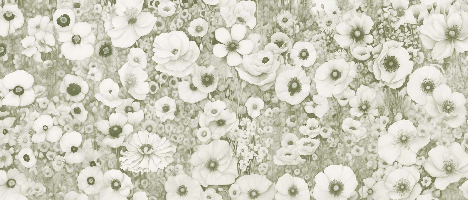 Poppy Tale Monochrome Green