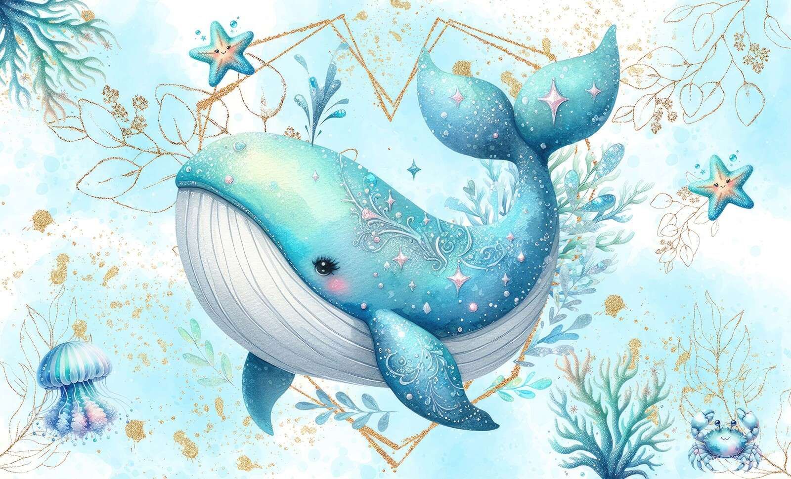 Magical whale in ocean dreams