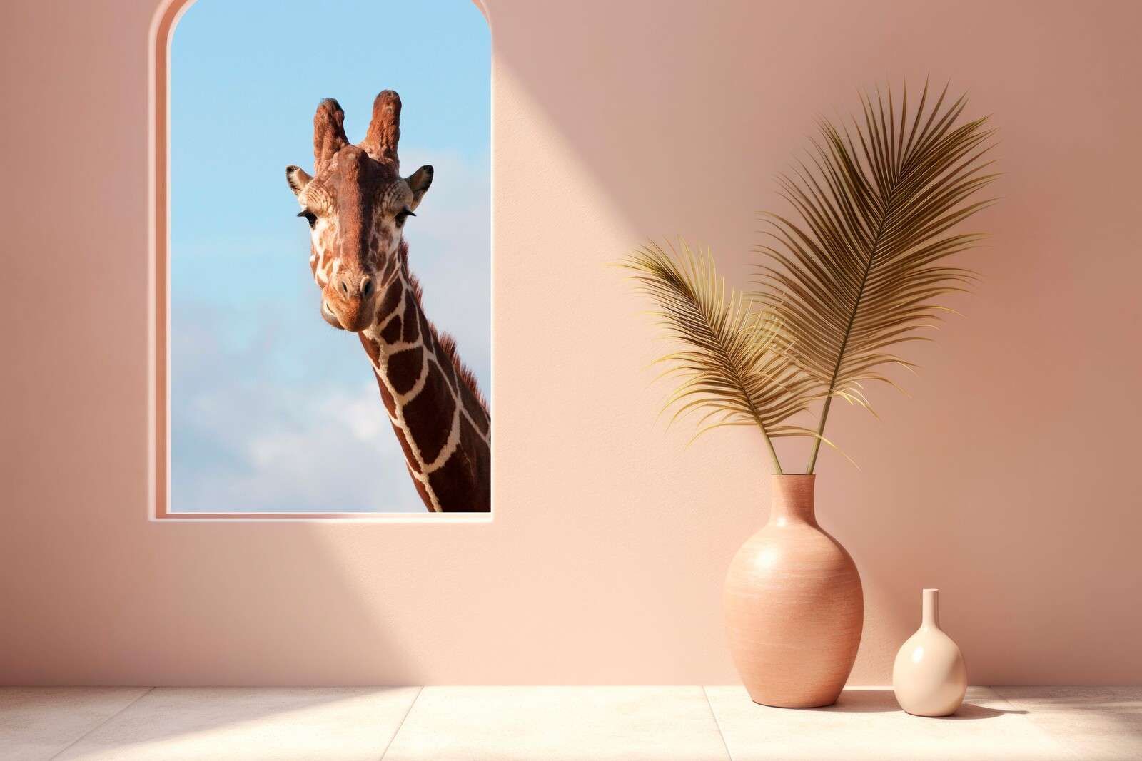 Curious giraffe at the window