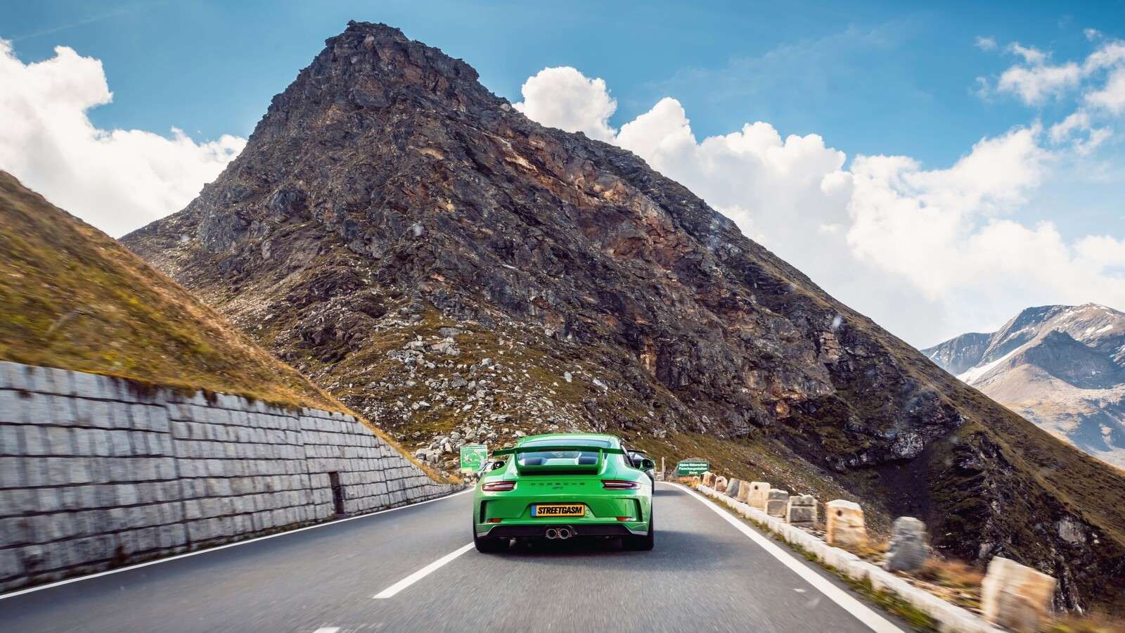 Mountain pass with sports car