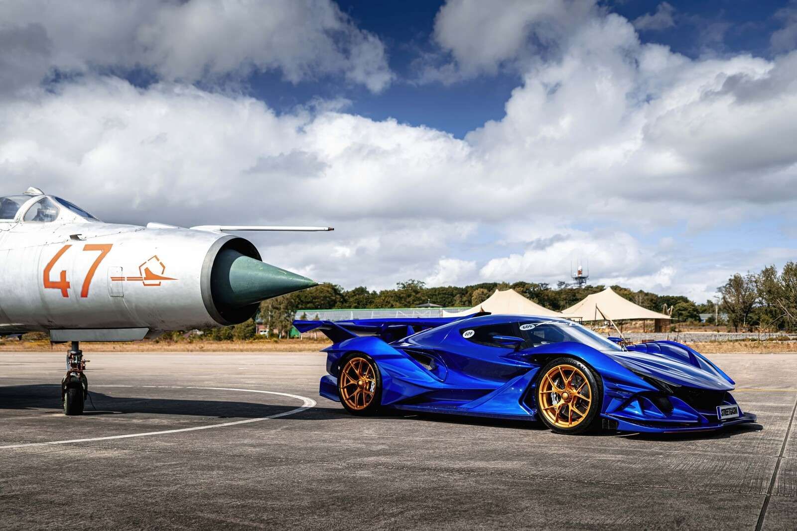 Futuristic supercar at the airport