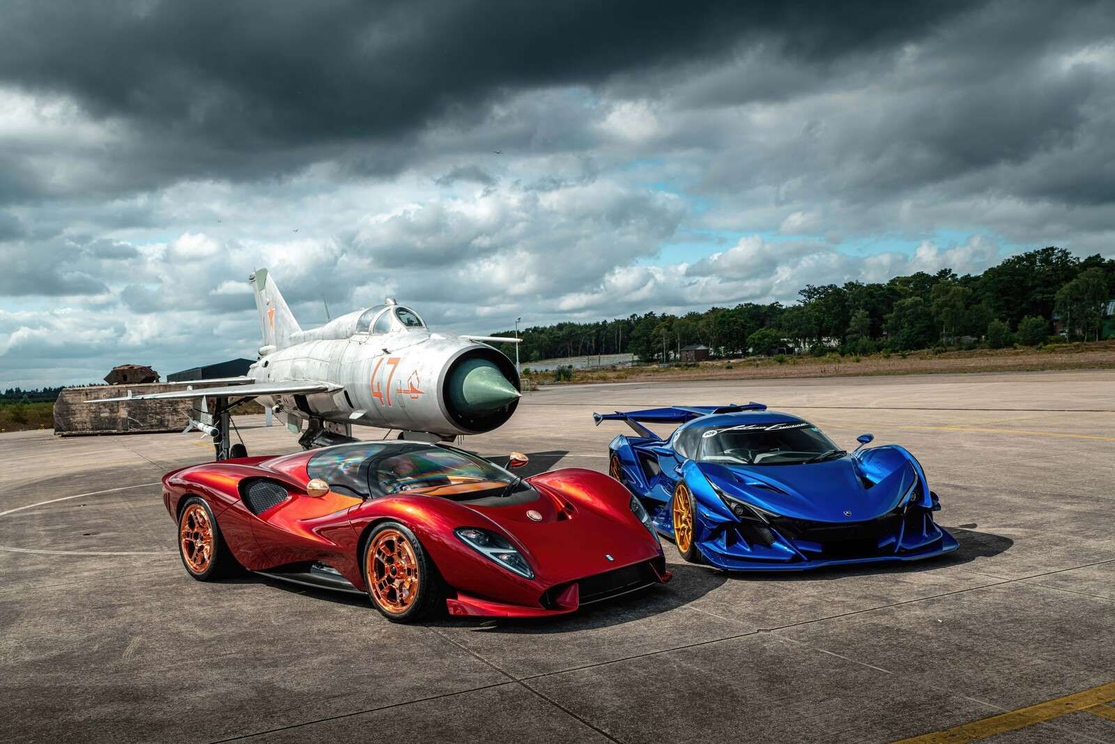 Supercars at fighter jets