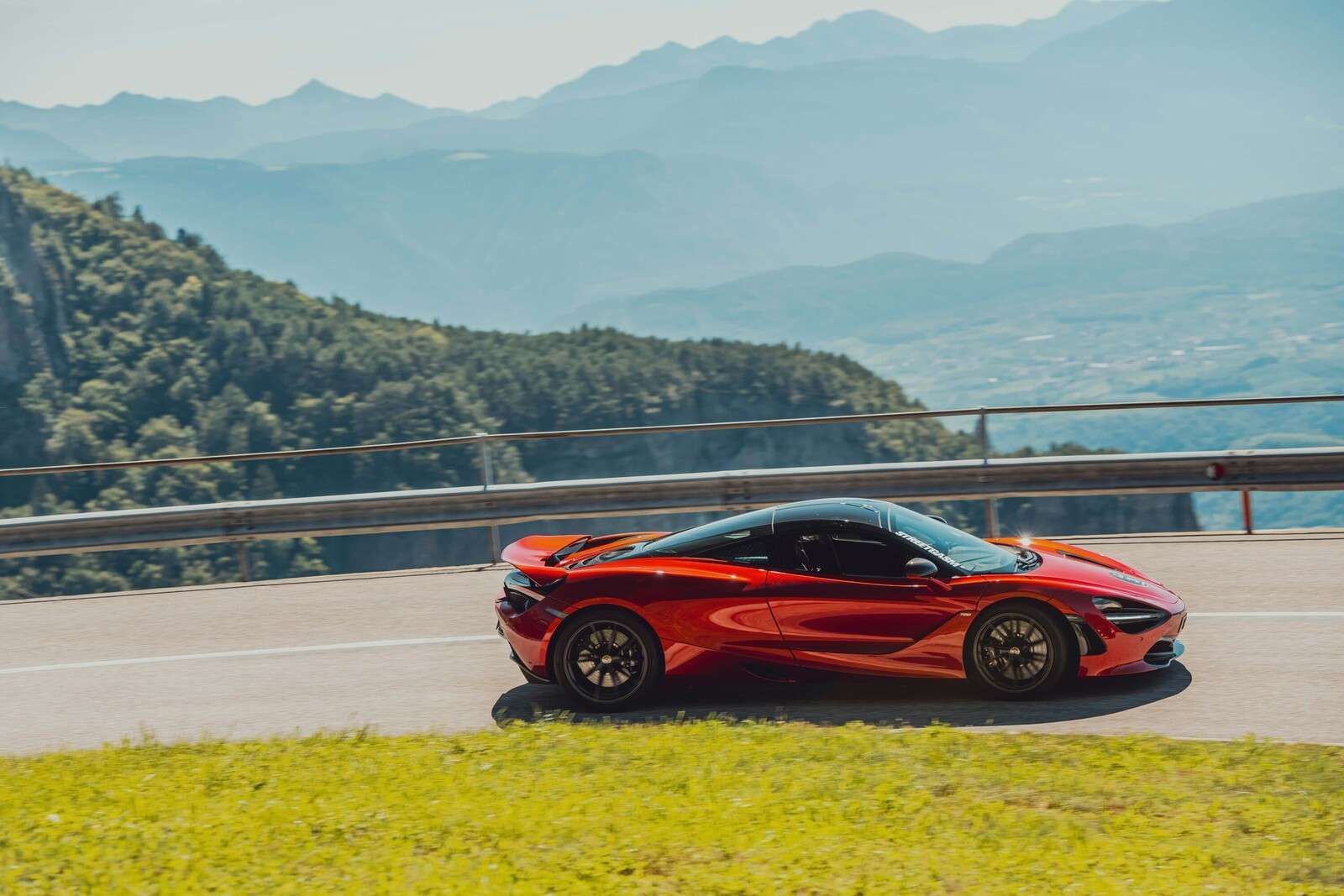 Driving through mountain scenery