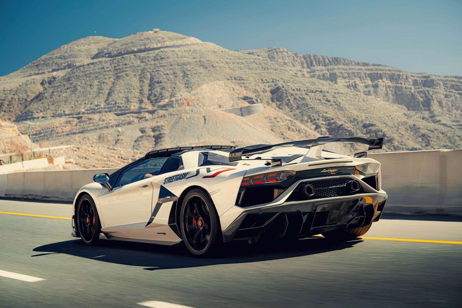 Supercar on mountain pass