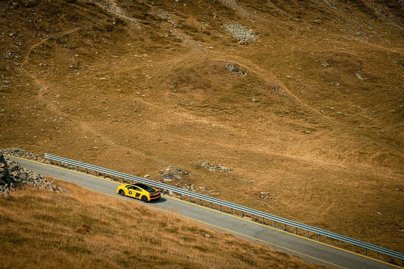 Audi R8 on a lonely mountain road