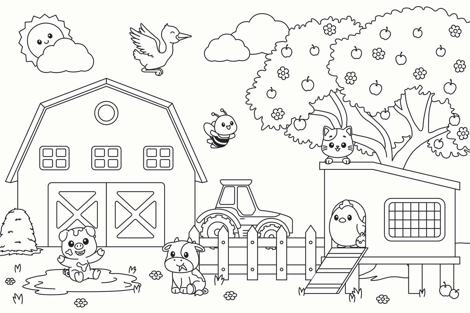 Happy animal fun on the farm