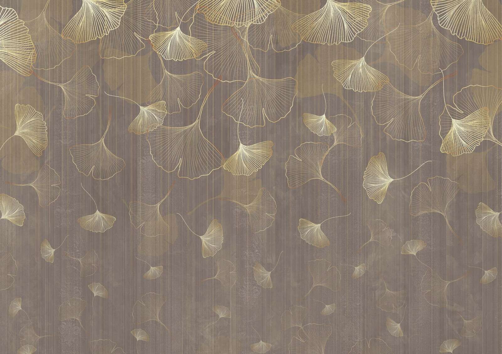Floating ginkgo leaves in golden hue