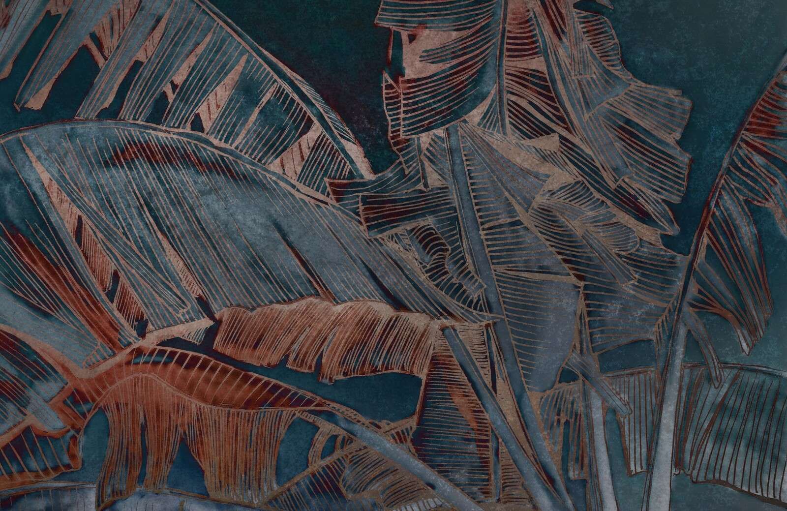 Banana leaf in copper blue contrast