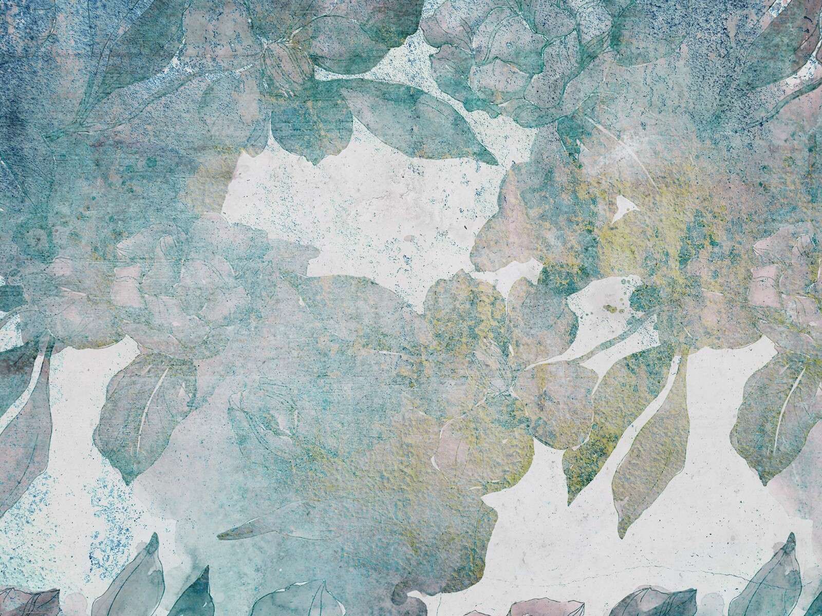 Faded peonies in watercolor blue