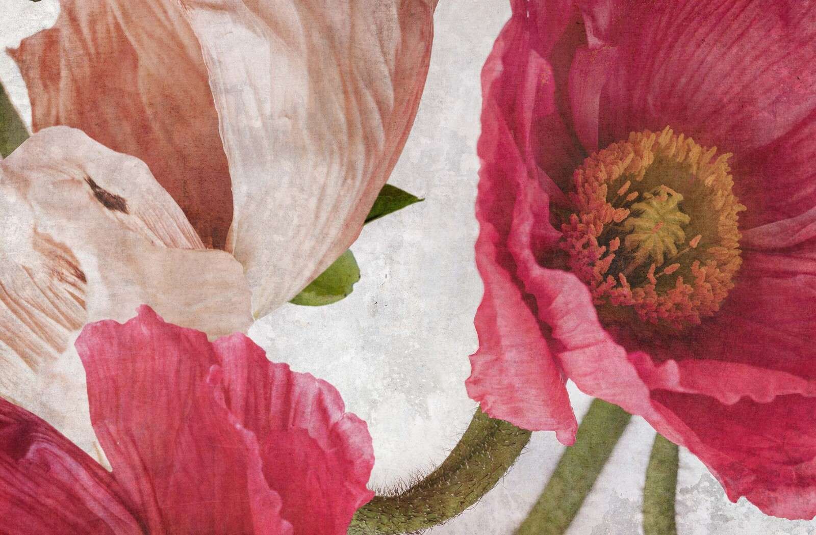 Poppies in pink and powder beige