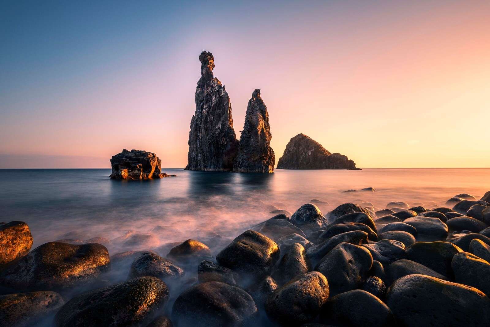Evening light on rocky coastline