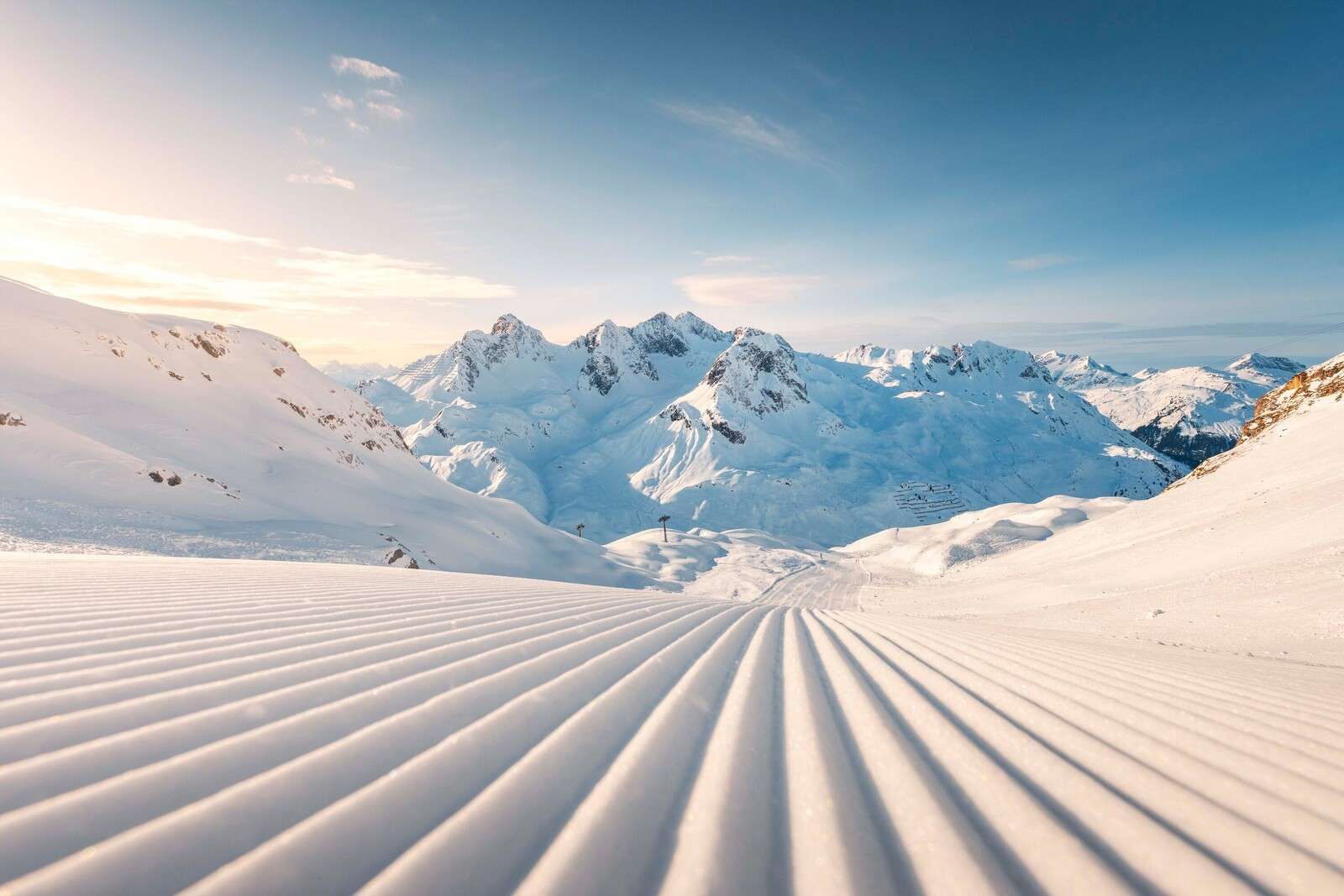 Morning glow on fresh slopes