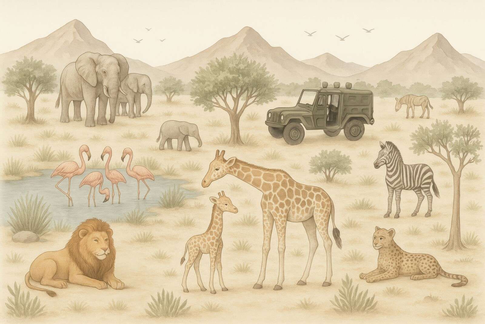 Adventurous safari in the savanna