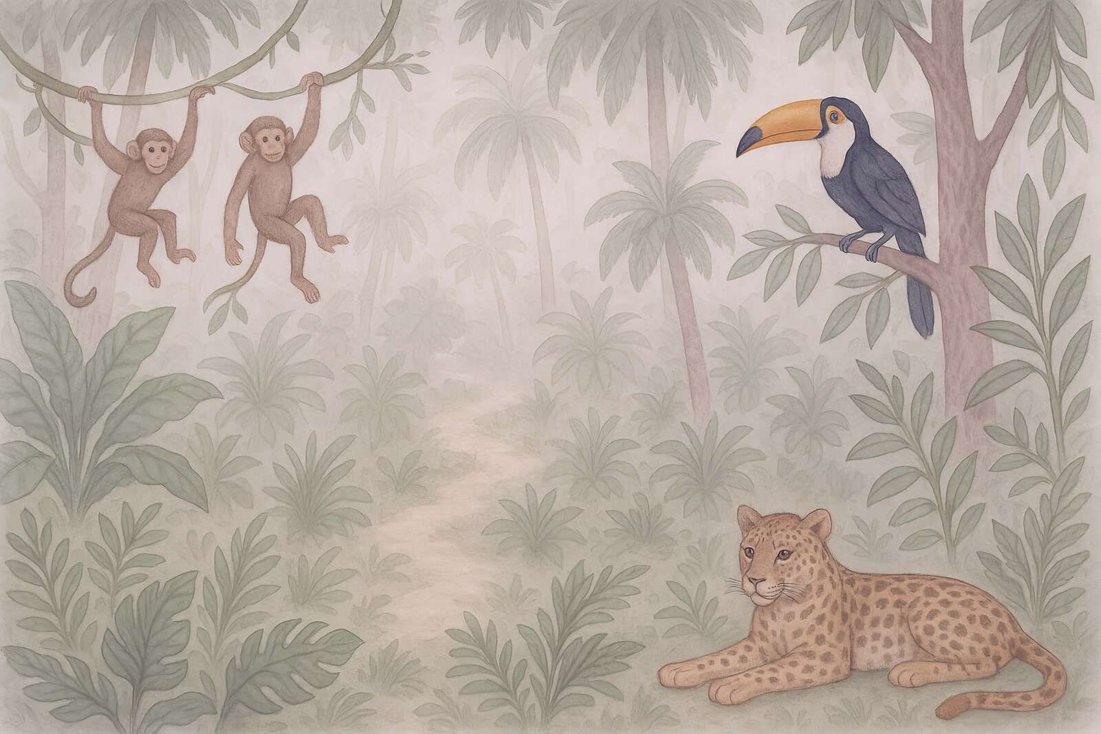 Jungle friends in the morning mist