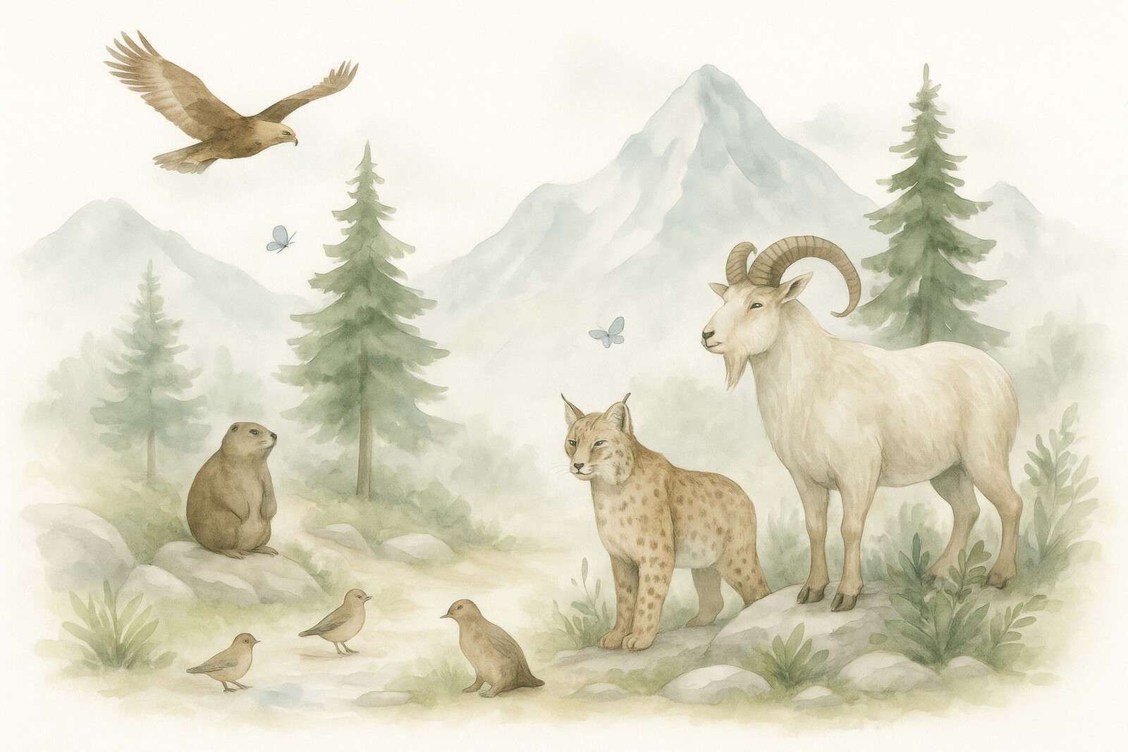 Animals of the mountain landscape