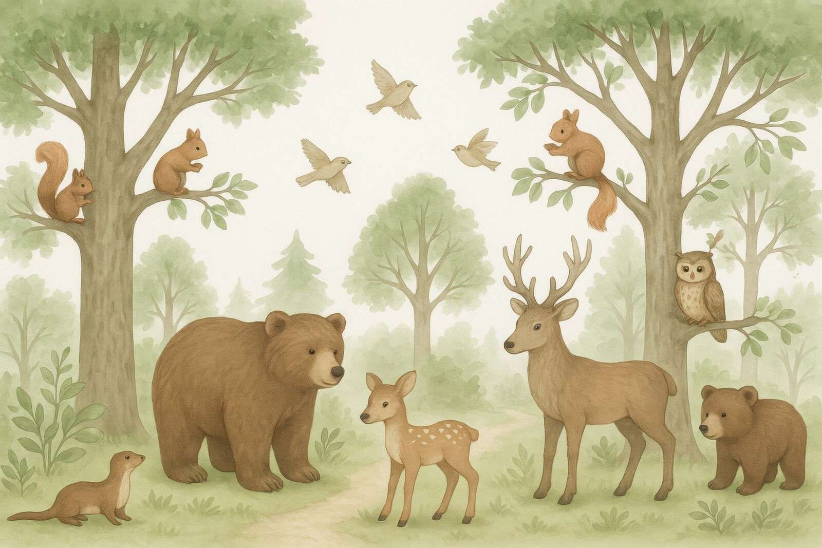 Wild animals in summer green