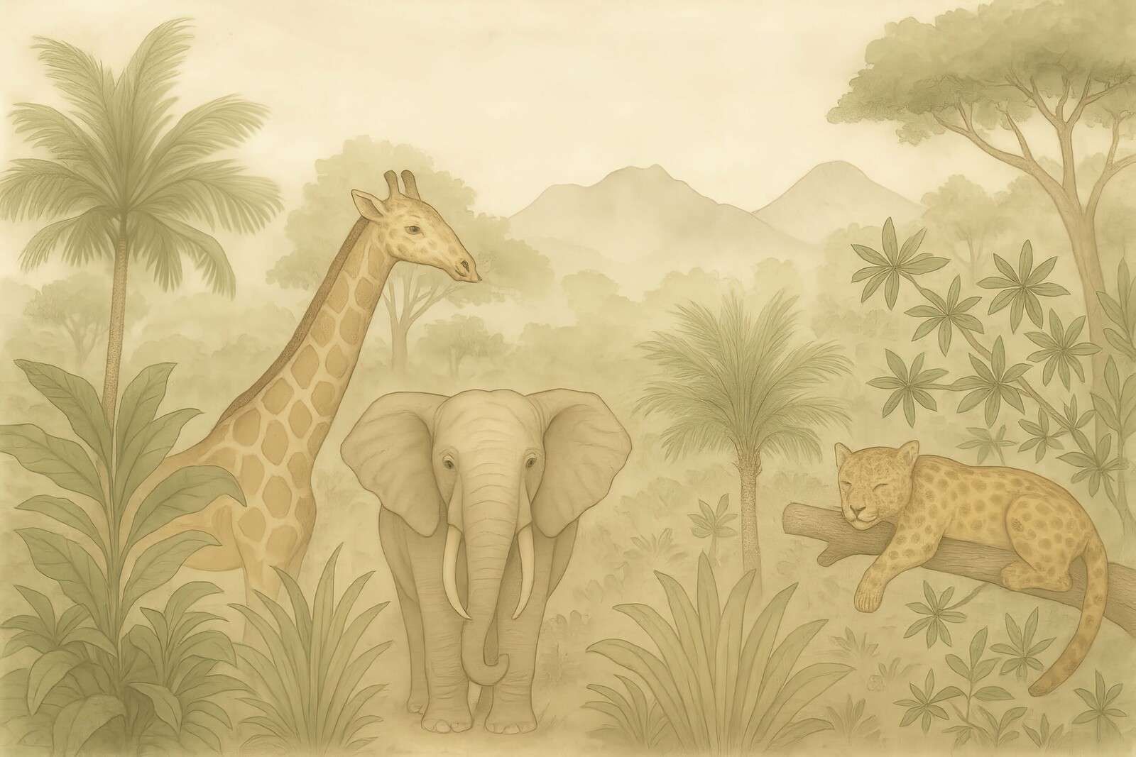 Jungle friends in sepia