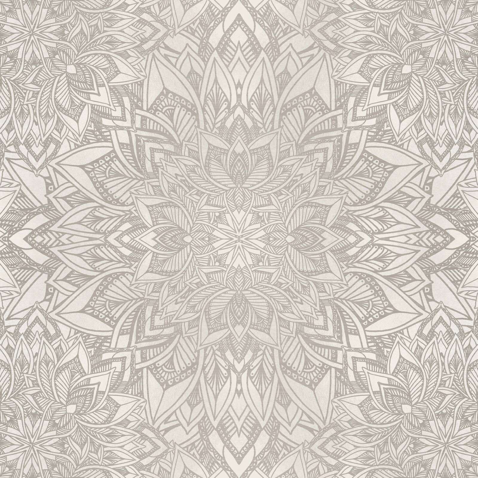 soft gray mandala floral motif