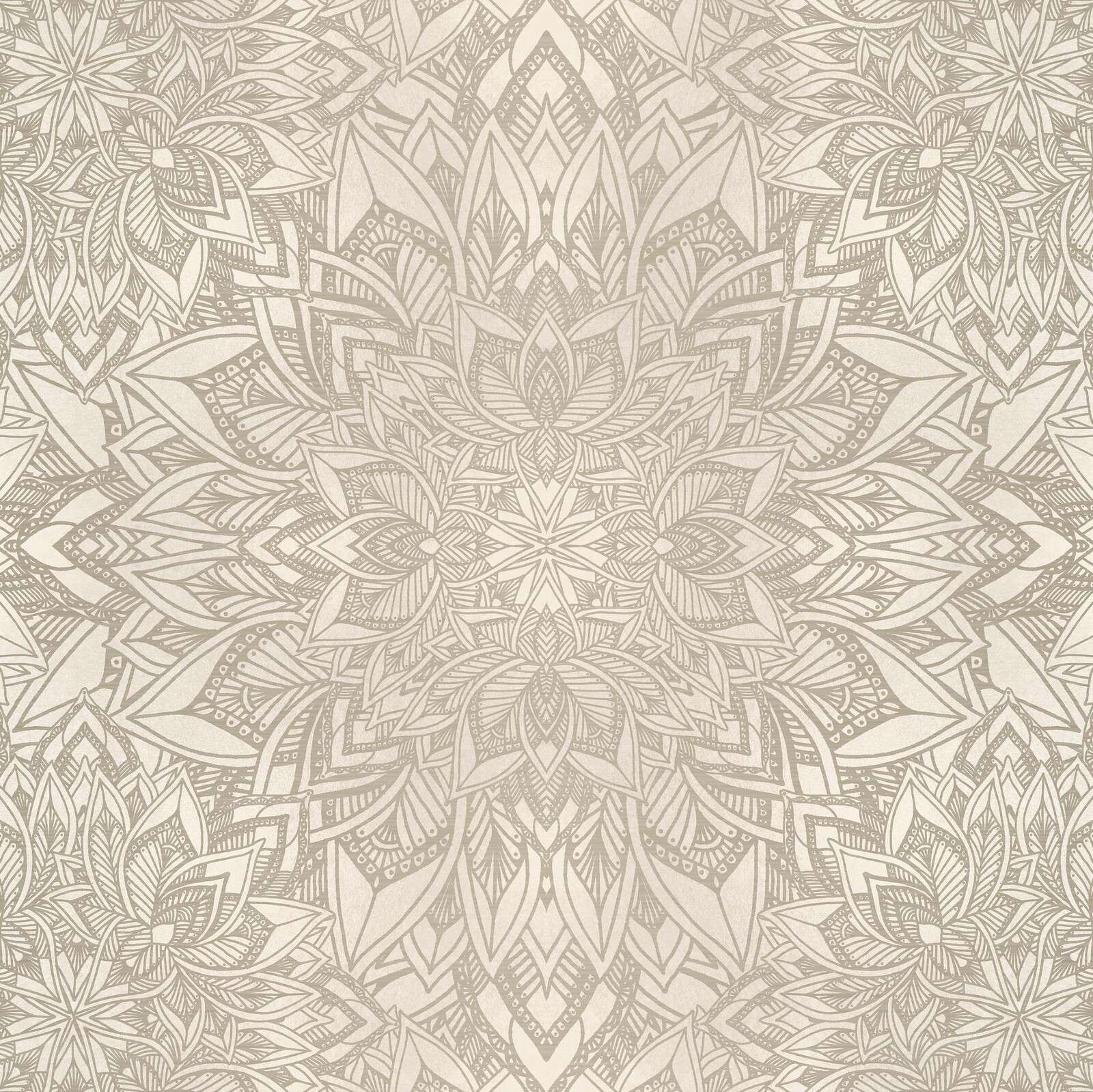Ornamental mandala floral pattern beige