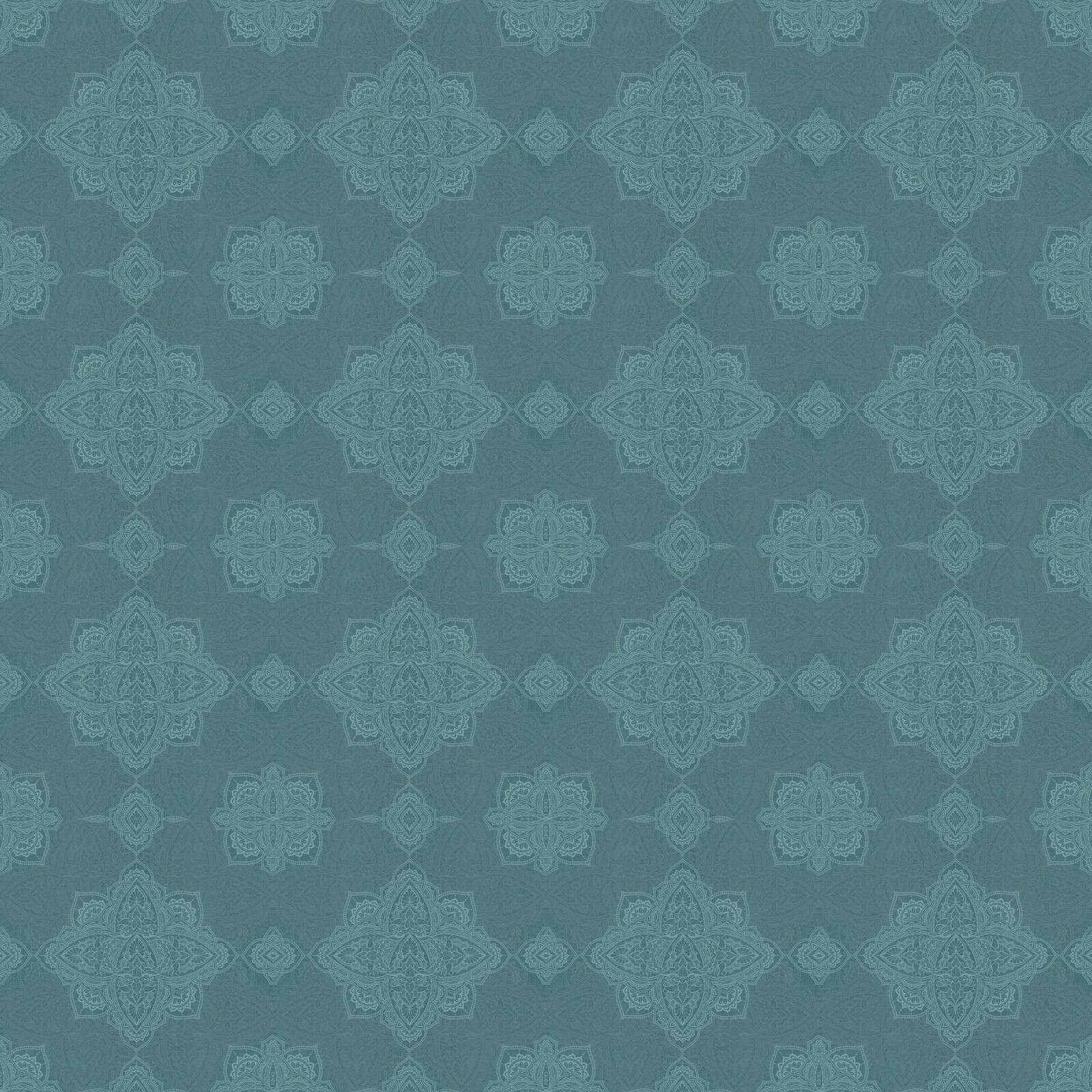 petrol blue oriental medallion pattern