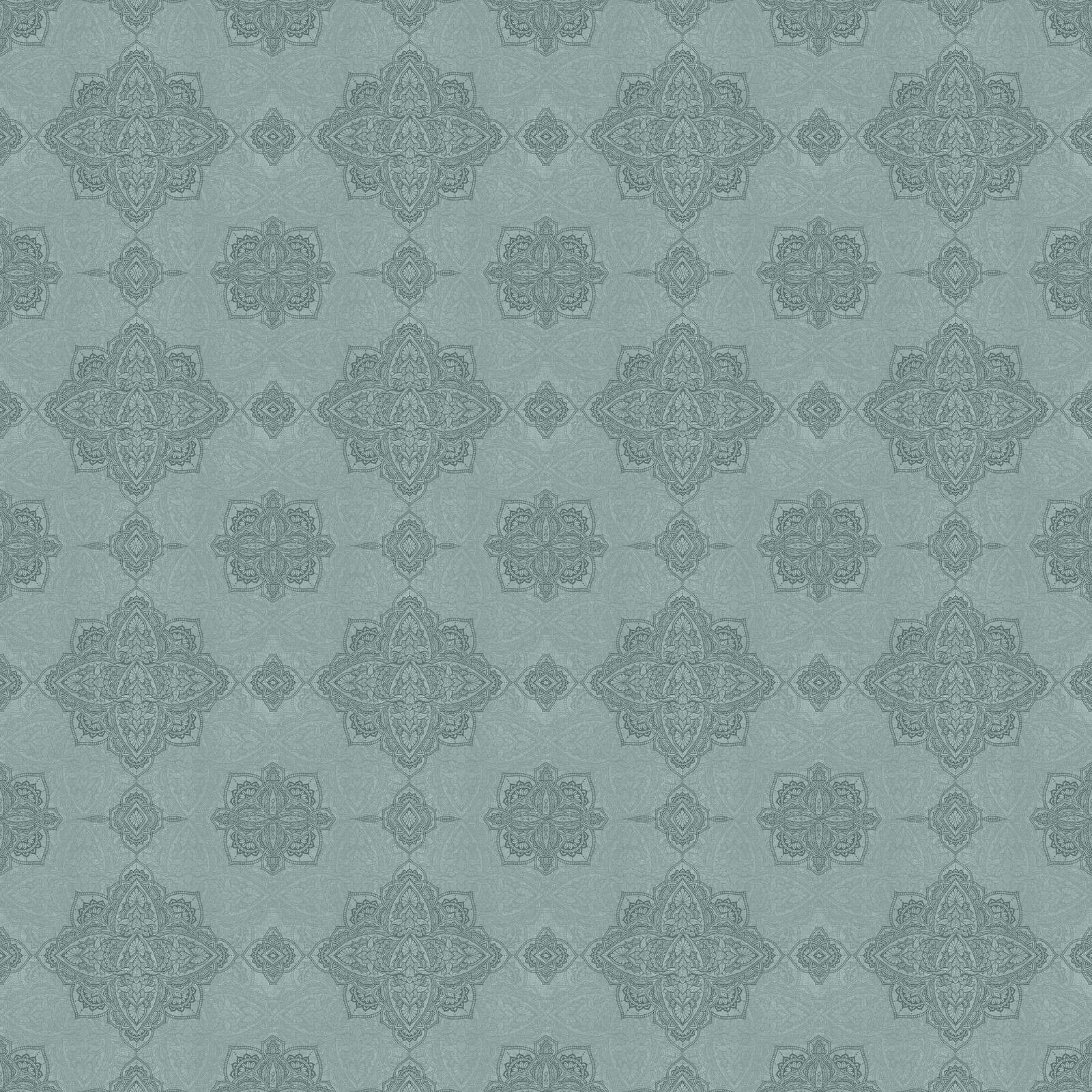 sage green oriental medallion pattern