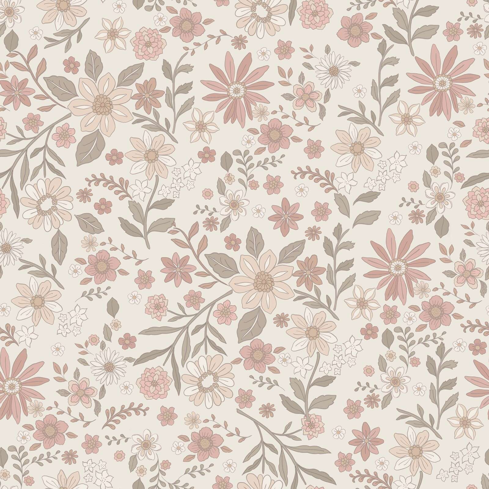 soft pink wildflower pattern vintage
