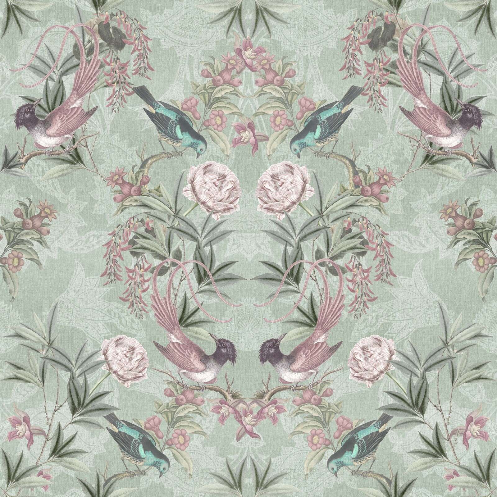 Exotic birds in a sage garden
