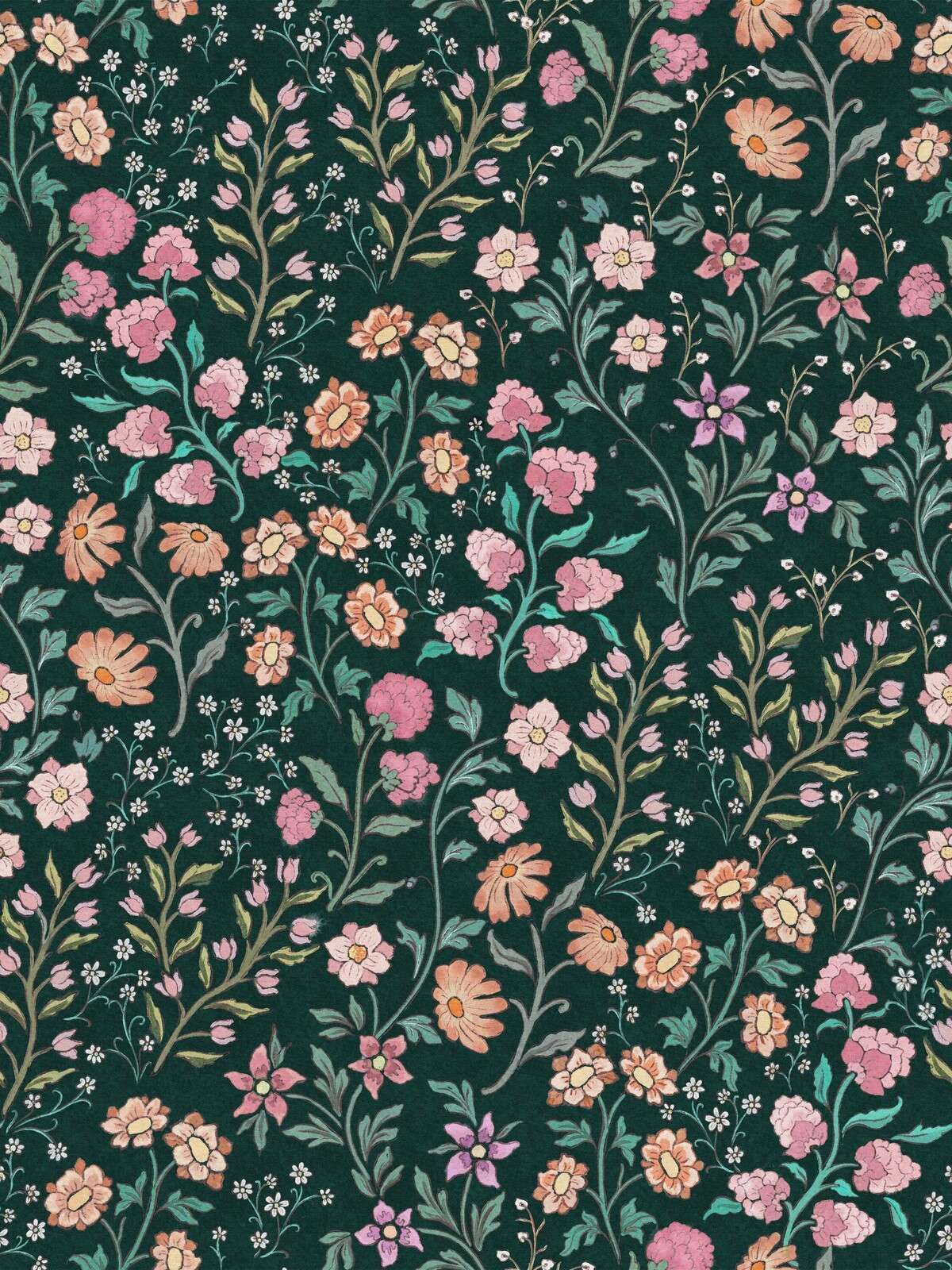 Romantic flower meadow on midnight blue