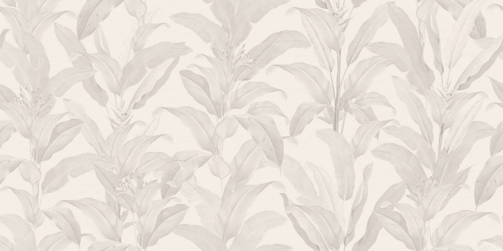 Tropical leaves in linen beige