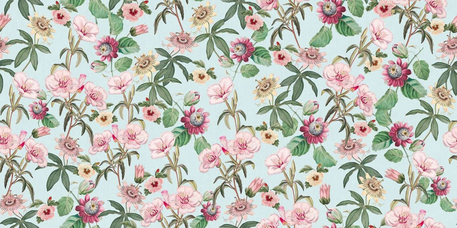 Exotic blossoms in pastel blue