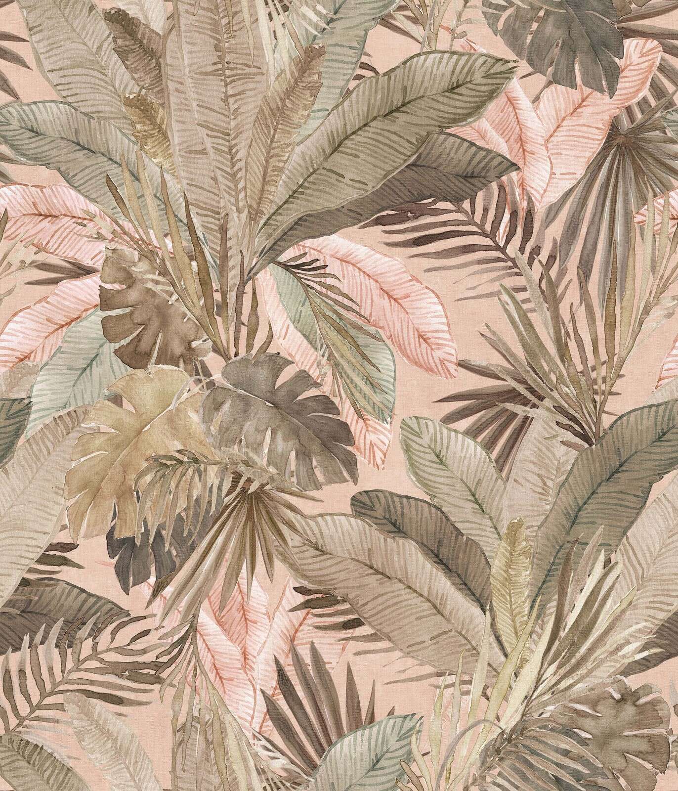 Tropical leaves in blush tones