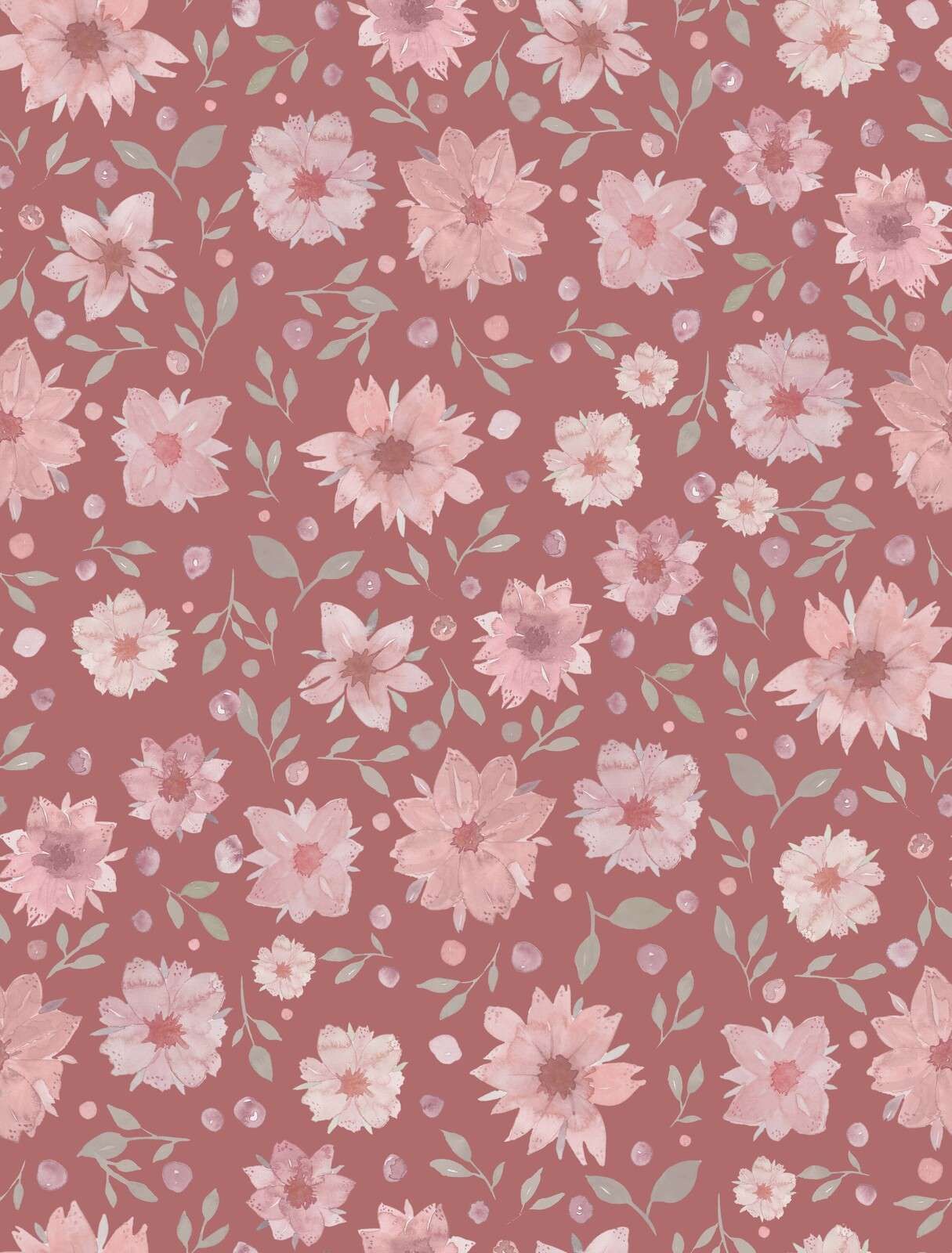 Soft watercolor flowers on dusty rose