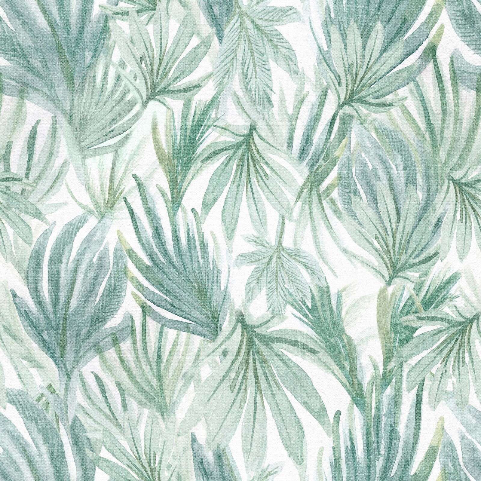 Watercolor palm leaves in sage green